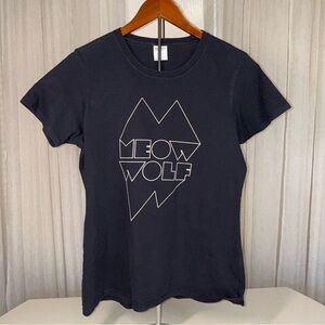 Meow Wolf Logo Tee Crew Neck Black 100% Cotton Size Medium